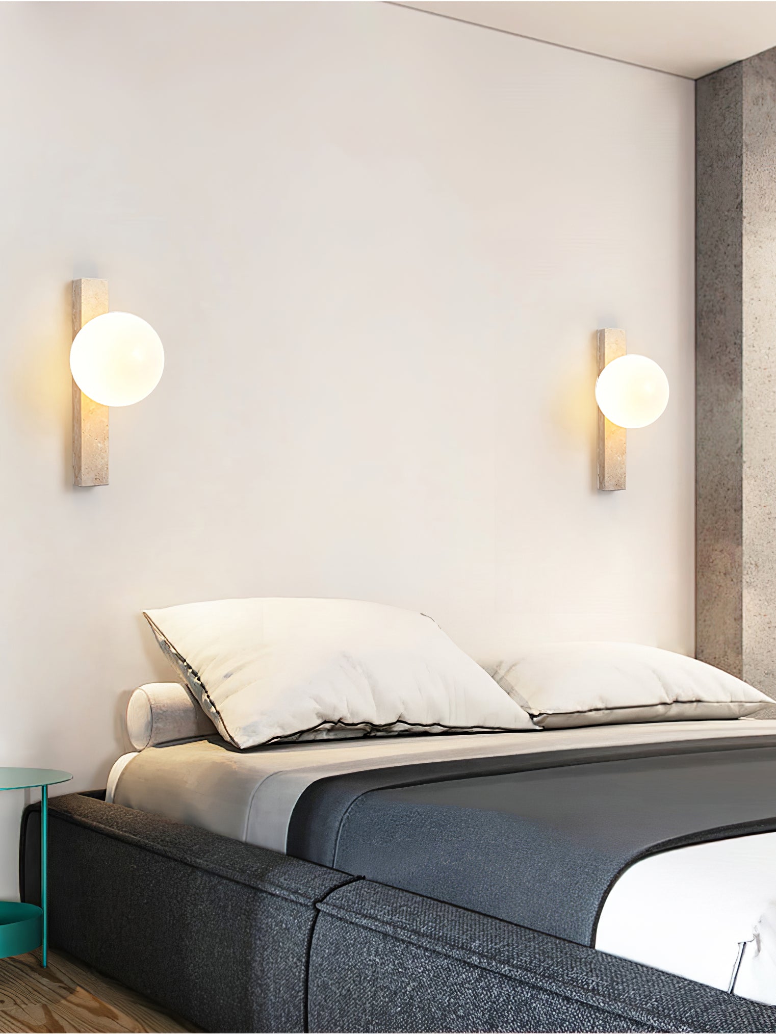 Vertical Travertine Wall Light, Hardwired Wall Sconce, detail 4