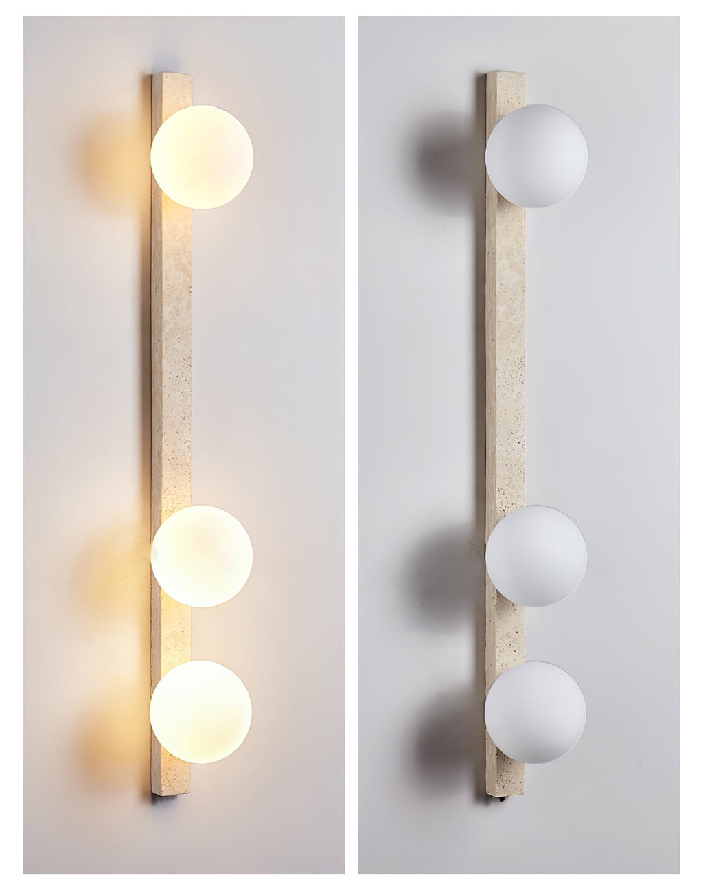 Vertical Travertine Wall Light, Hardwired Wall Sconce, detail 5