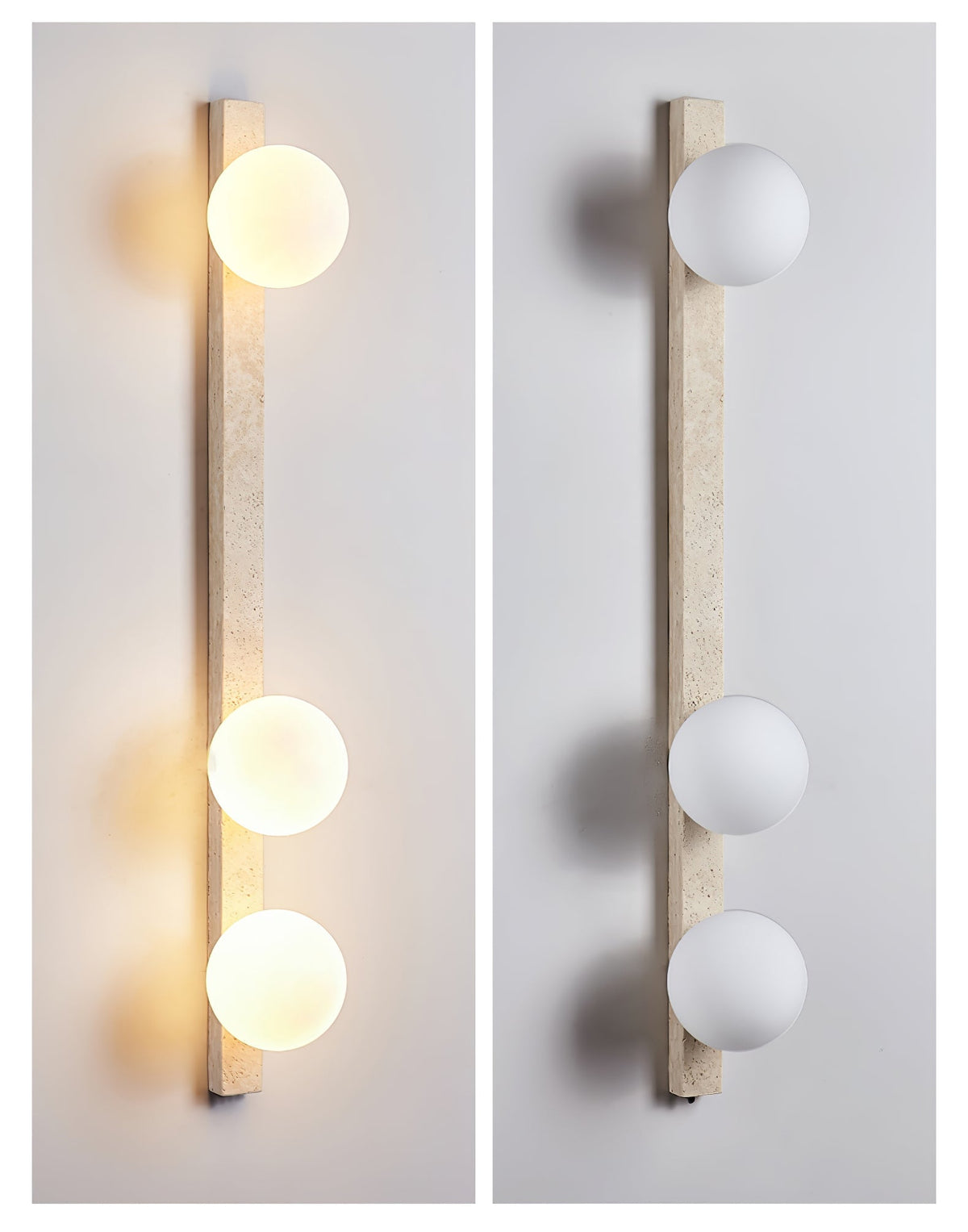 Vertical Travertine Wall Light, Hardwired Wall Sconce, detail 5