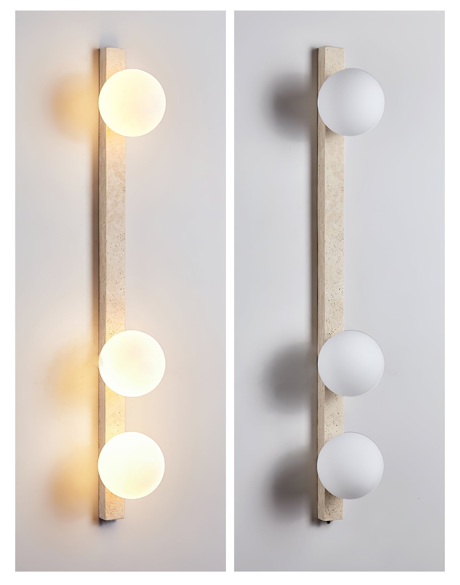 Vertical Travertine Wall Light, Hardwired Wall Sconce, detail 5