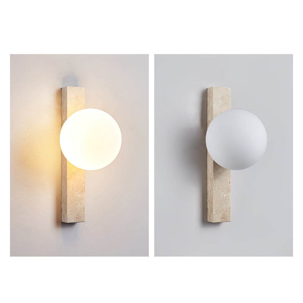 Vertical Travertine Wall Light, Hardwired Wall Sconce, detail 7