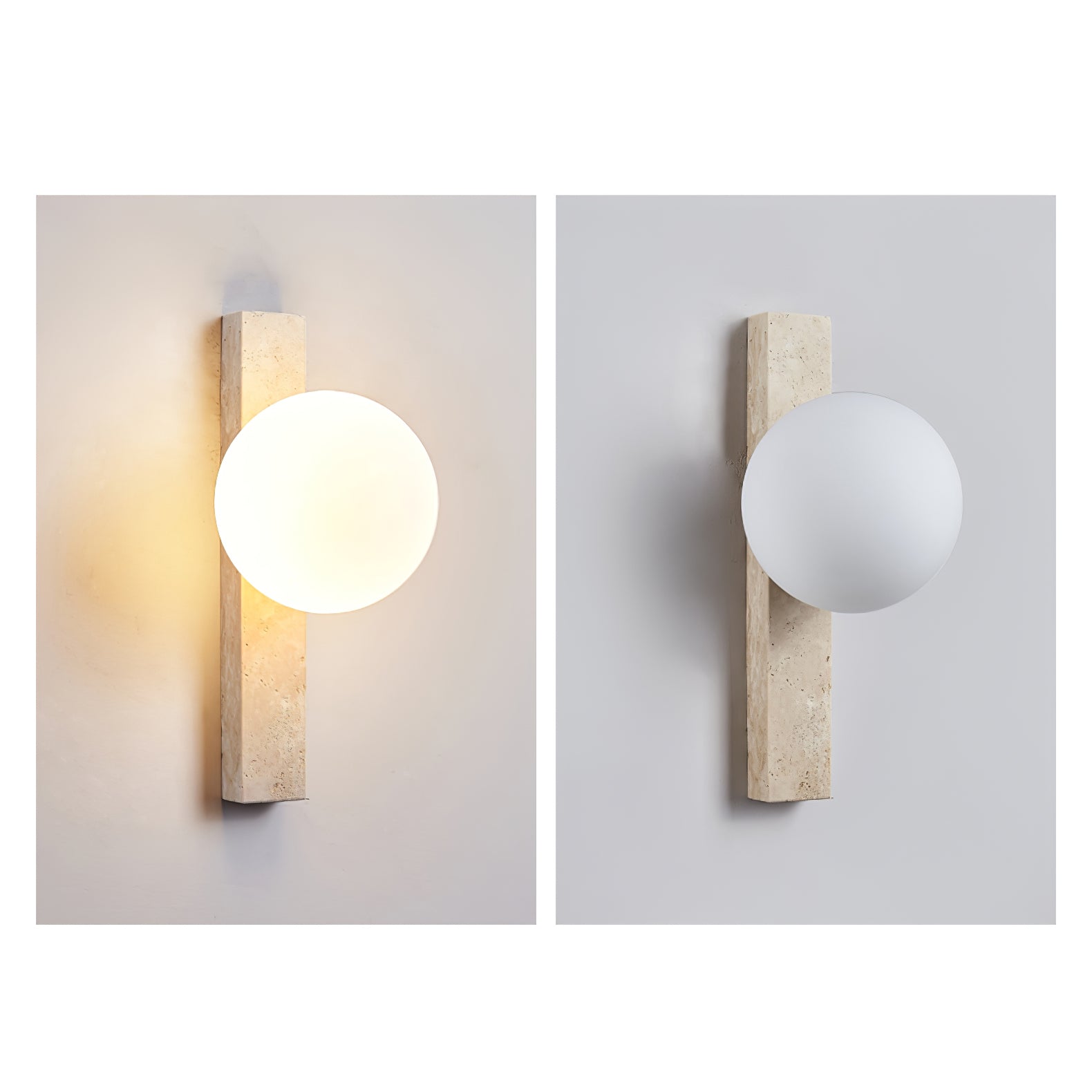 Vertical Travertine Wall Light, Hardwired Wall Sconce, detail 7
