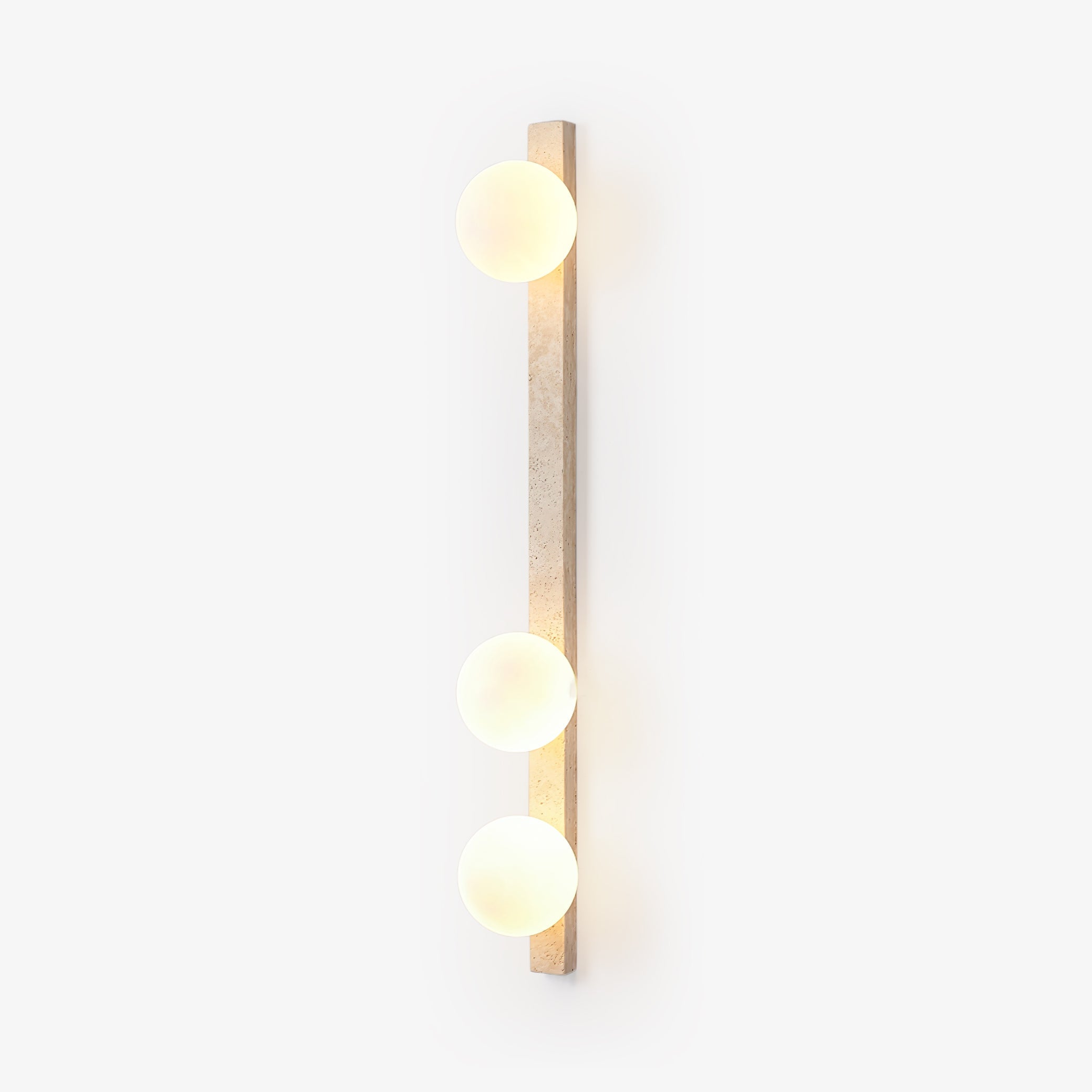 Vertical Travertine Wall Light, Hardwired Wall Sconce, Yellow Travertine, Dia 4.5cm x H 30cm