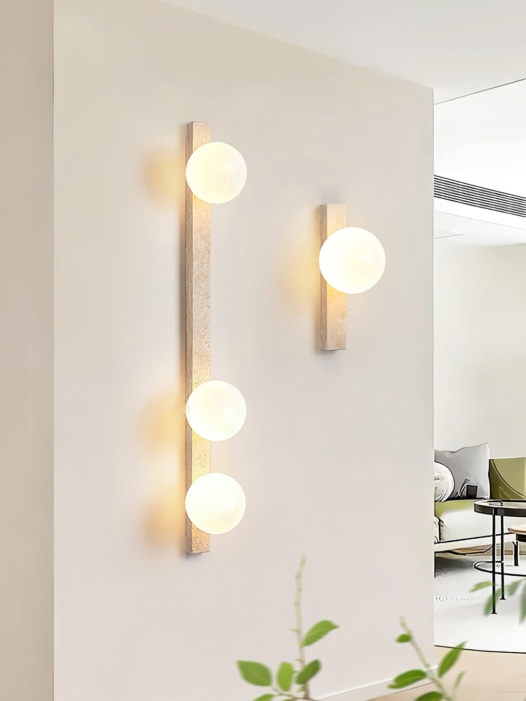 Vertical Travertine Wall Light, Hardwired Wall Sconce, detail 12