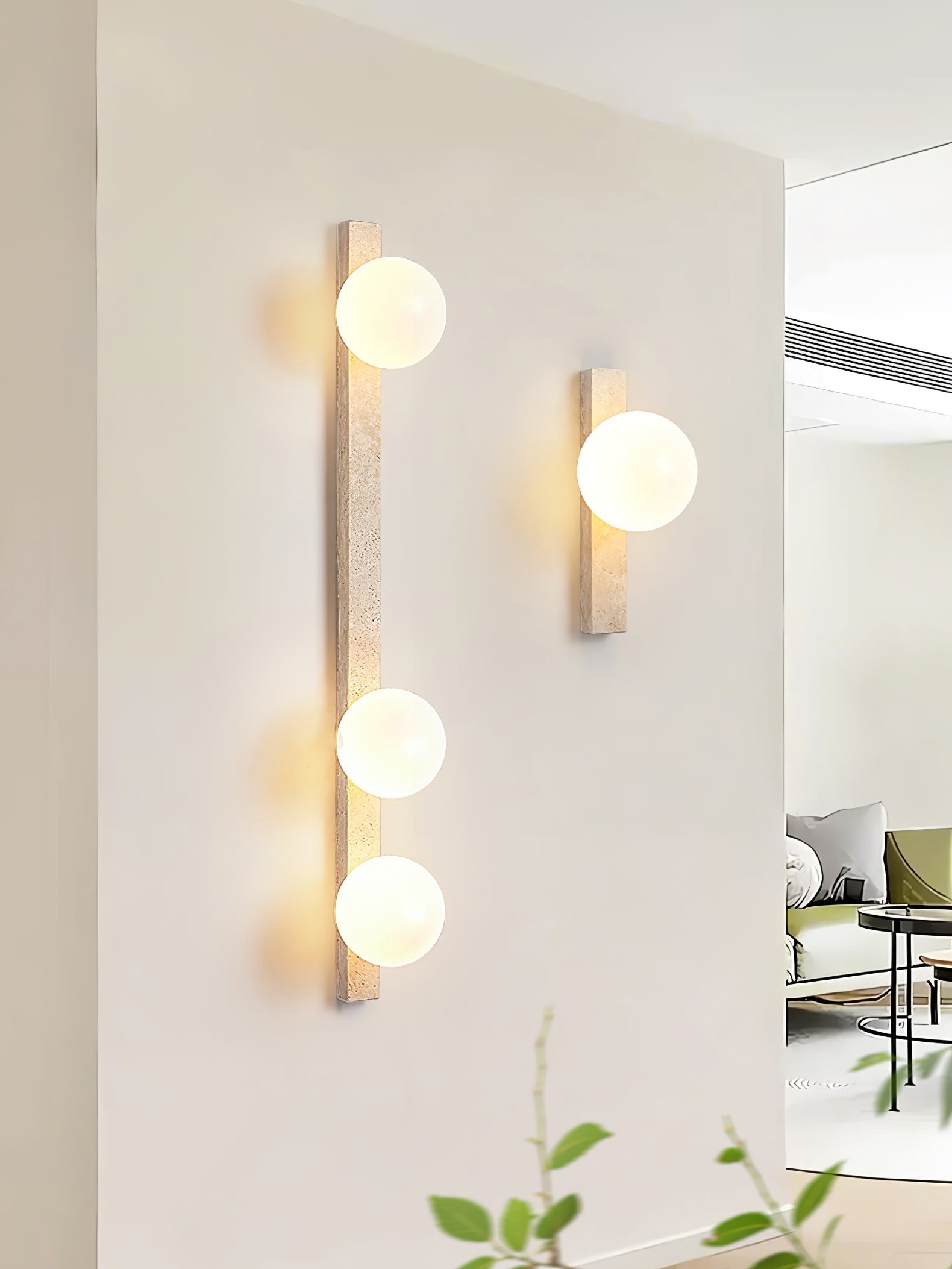 Vertical Travertine Wall Light, Hardwired Wall Sconce, detail 12