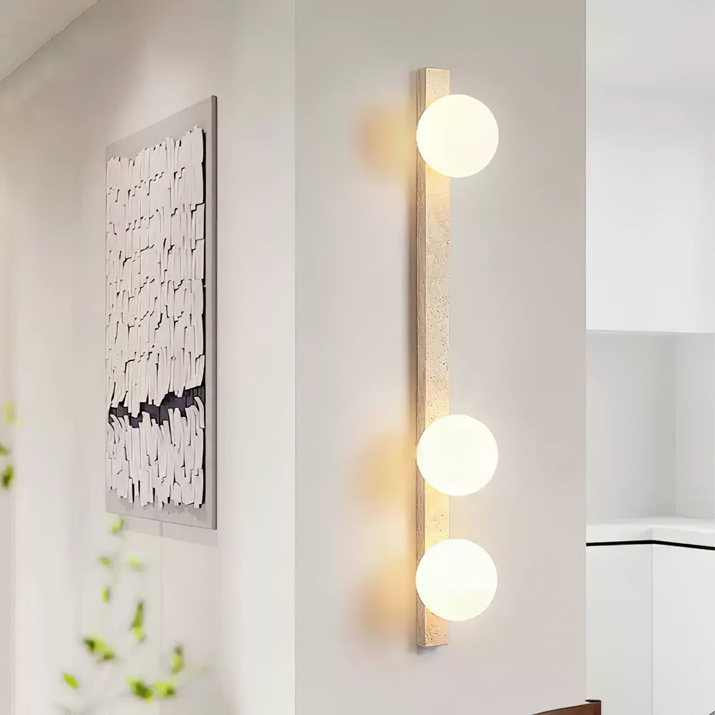 Vertical Travertine Wall Light, Hardwired Wall Sconce, detail 9