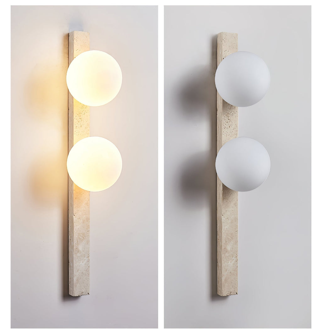 Vertical Travertine Wall Light, Hardwired Wall Sconce, detail 13