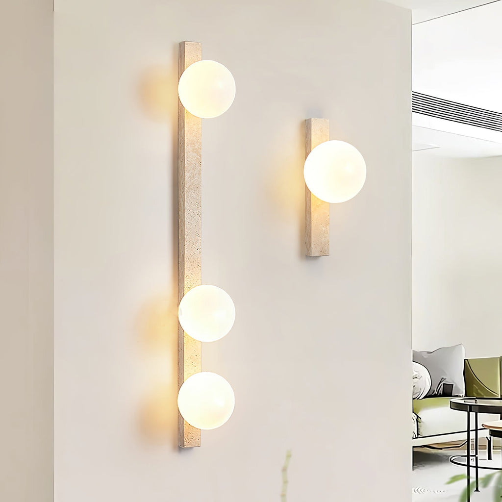 Vertical Travertine Wall Light, Hardwired Wall Sconce, detail 16