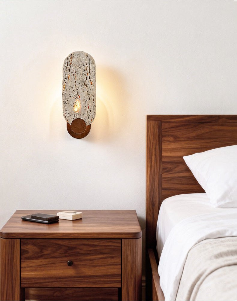 Vesper Travertine Wall Light, Hardwired Wall Sconce, detail 3