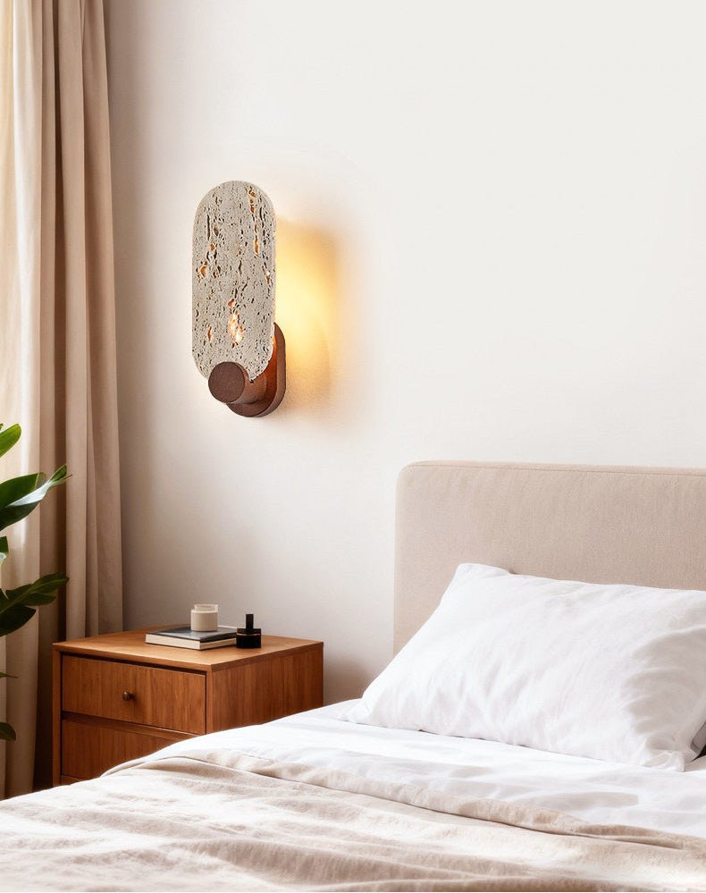 Vesper Travertine Wall Light, Hardwired Wall Sconce, detail 13