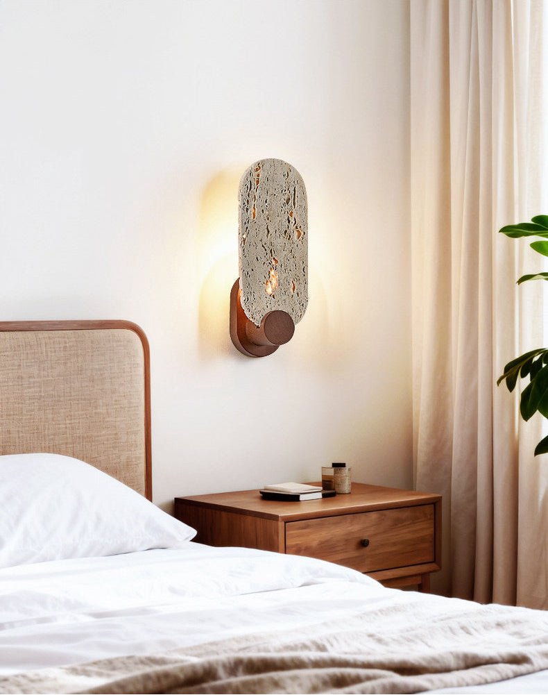 Vesper Travertine Wall Light, Hardwired Wall Sconce, detail 2