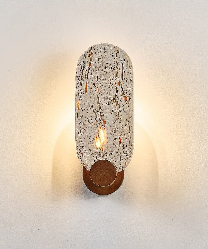 Vesper Travertine Wall Light, Hardwired Wall Sconce, detail 4