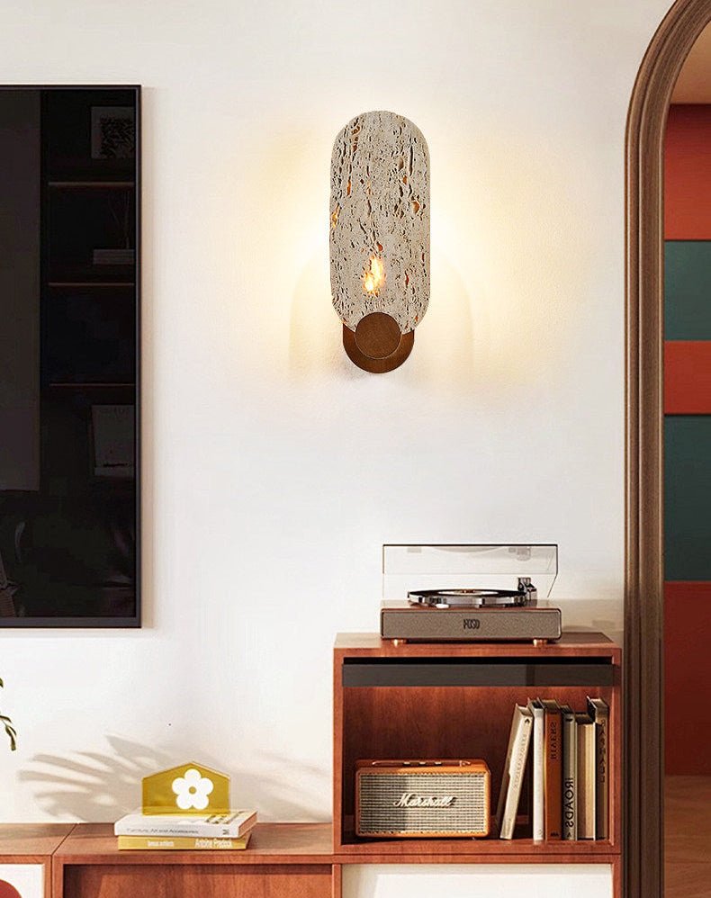 Vesper Travertine Wall Light, Hardwired Wall Sconce, detail 6