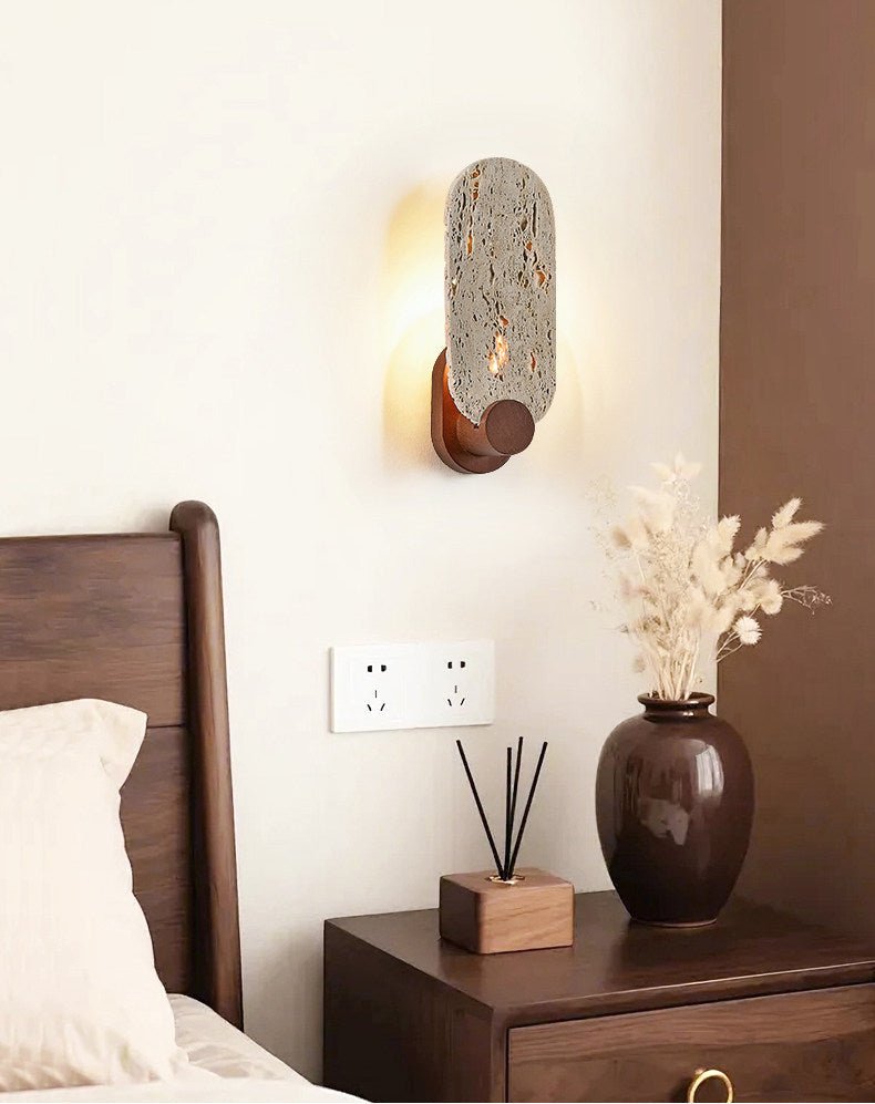 Vesper Travertine Wall Light, Hardwired Wall Sconce, detail 7
