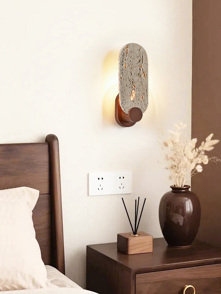 Vesper Travertine Wall Light, Hardwired Wall Sconce, detail 9