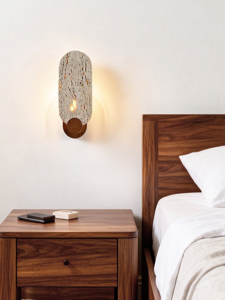 Vesper Travertine Wall Light, Hardwired Wall Sconce, detail 10