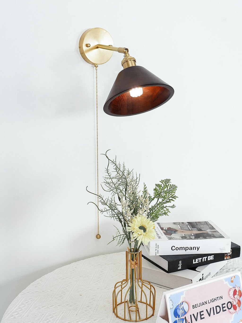 Vintage Wood Wall Light, Hardwired Wall Sconce, detail 19