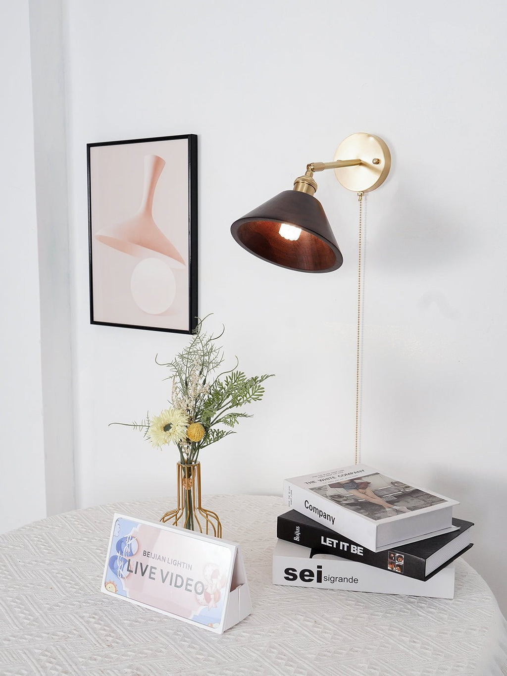 Vintage Wood Wall Light, Hardwired Wall Sconce, detail 21