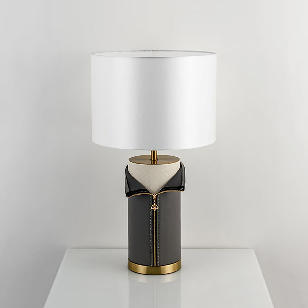 Vintage Leather Table Light, Bedside Table Lamp, detail 5