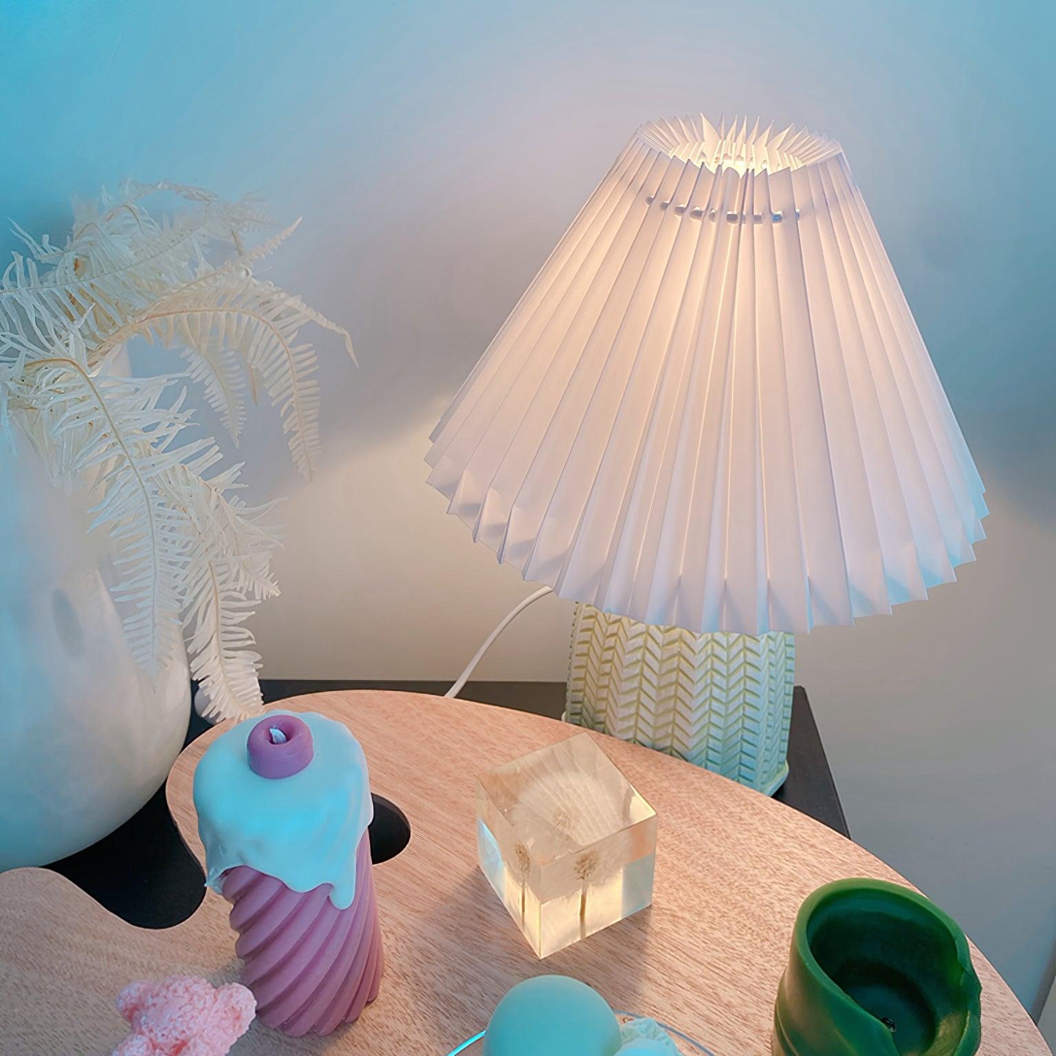 Vintage Pleated Table Light, Bedside Table Lamp, detail 22