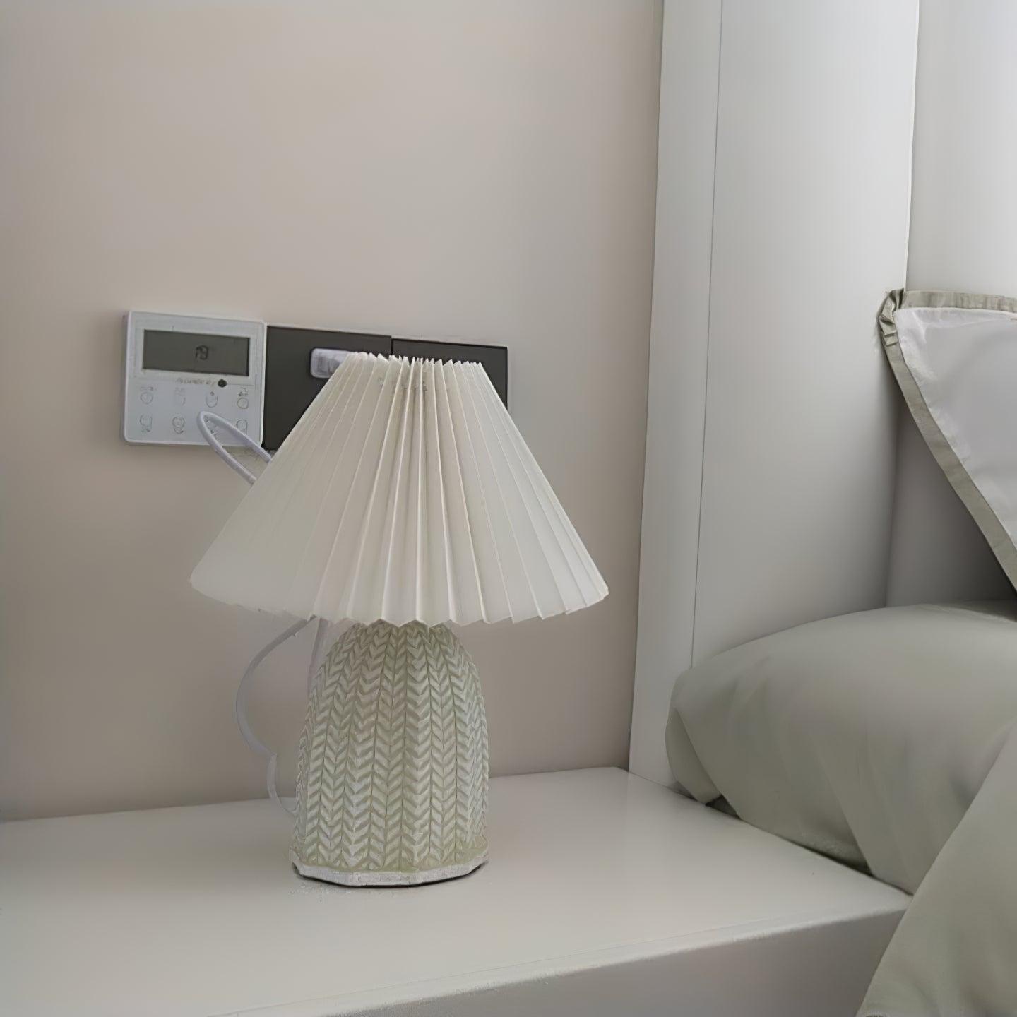 Vintage Pleated Table Light, Bedside Table Lamp, detail 23
