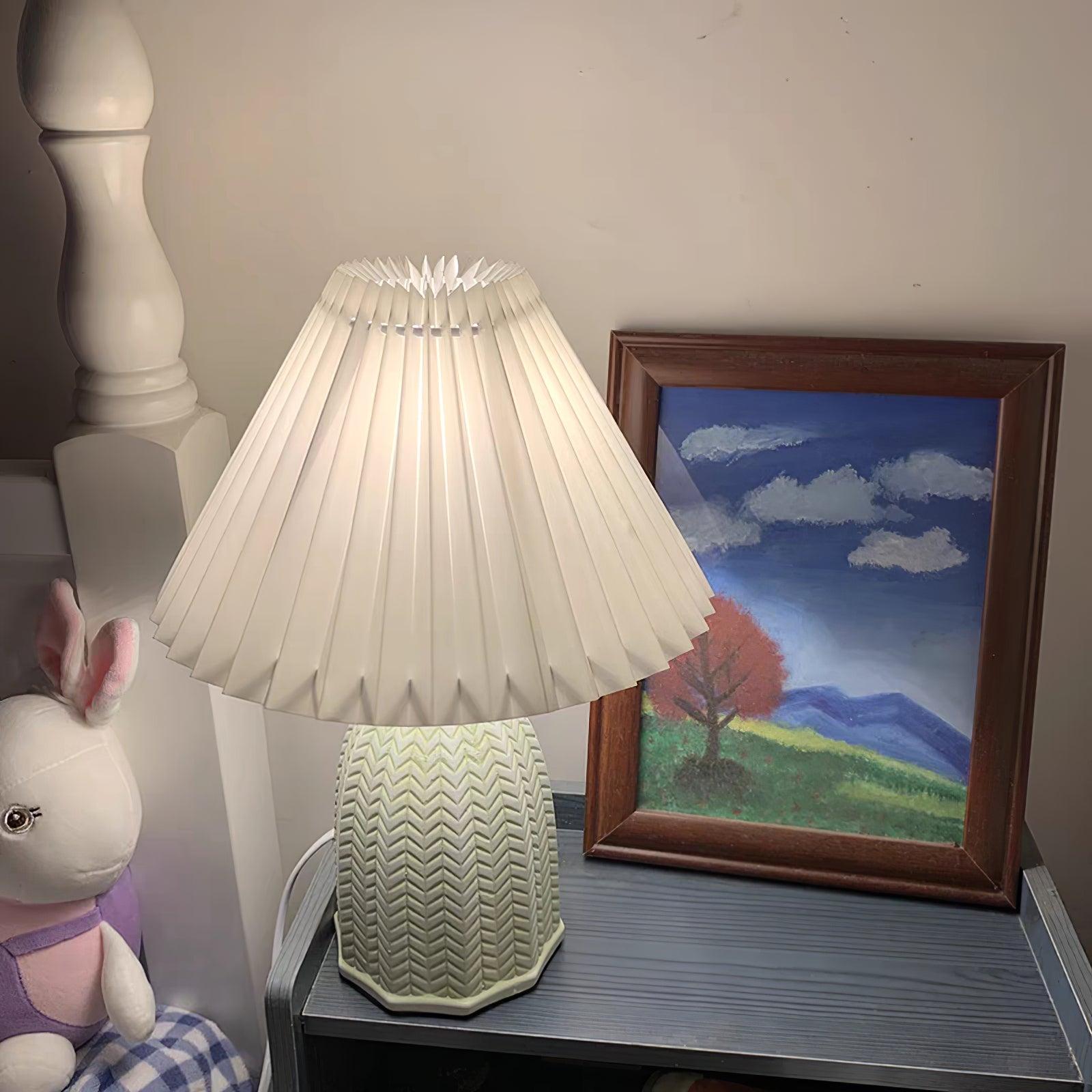 Vintage Pleated Table Light, Bedside Table Lamp, detail 30