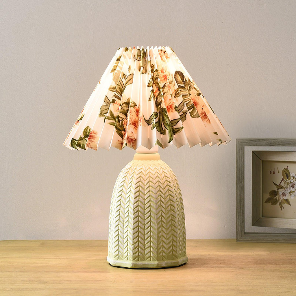 Vintage Pleated Table Light, Bedside Table Lamp, detail 2