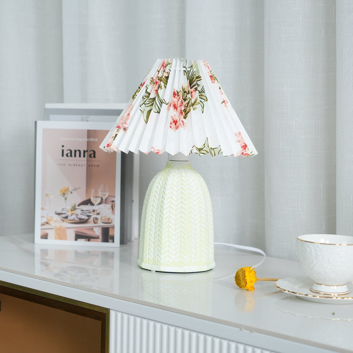 Vintage Pleated Table Light, Bedside Table Lamp, detail 52
