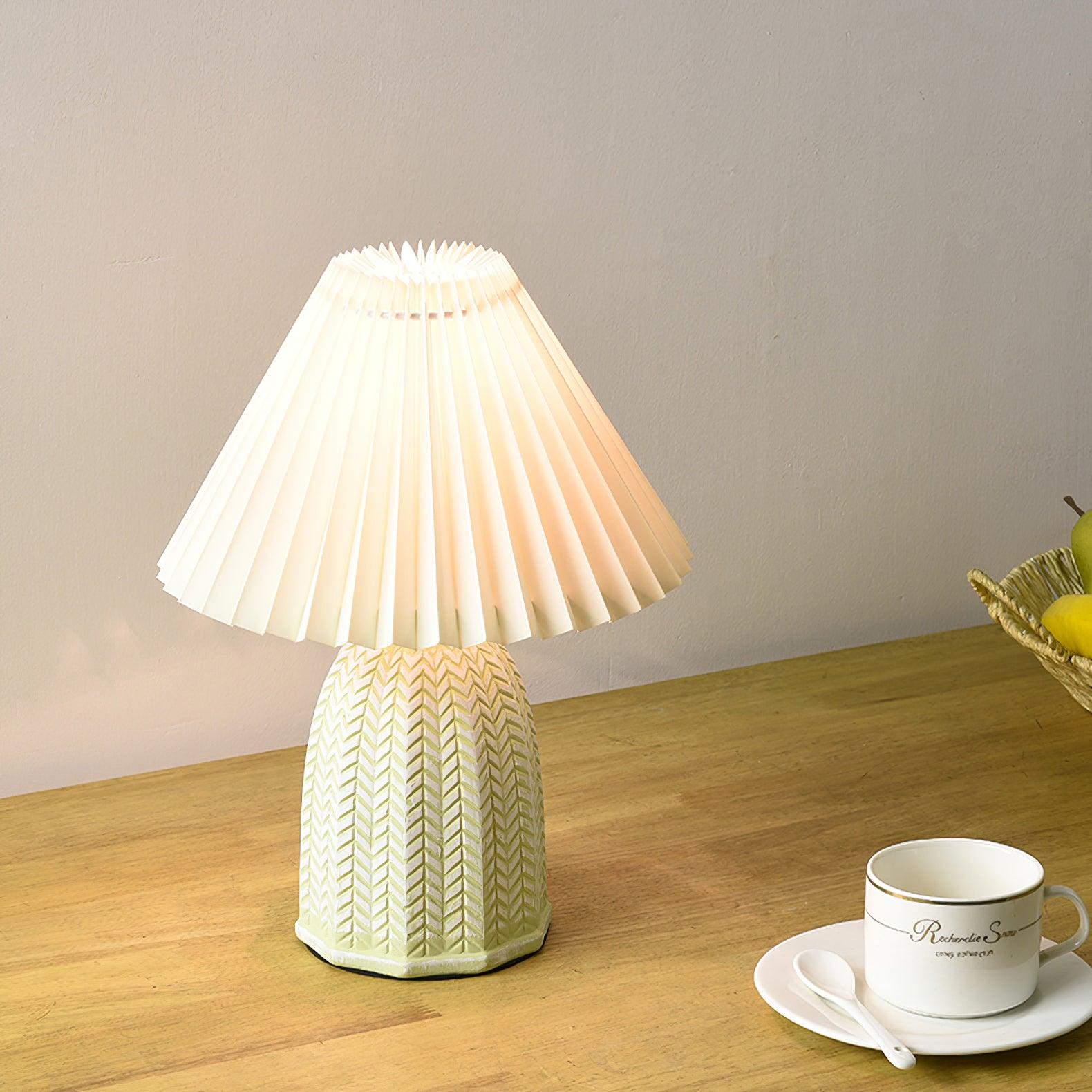 Vintage Pleated Table Light, Bedside Table Lamp, detail 3