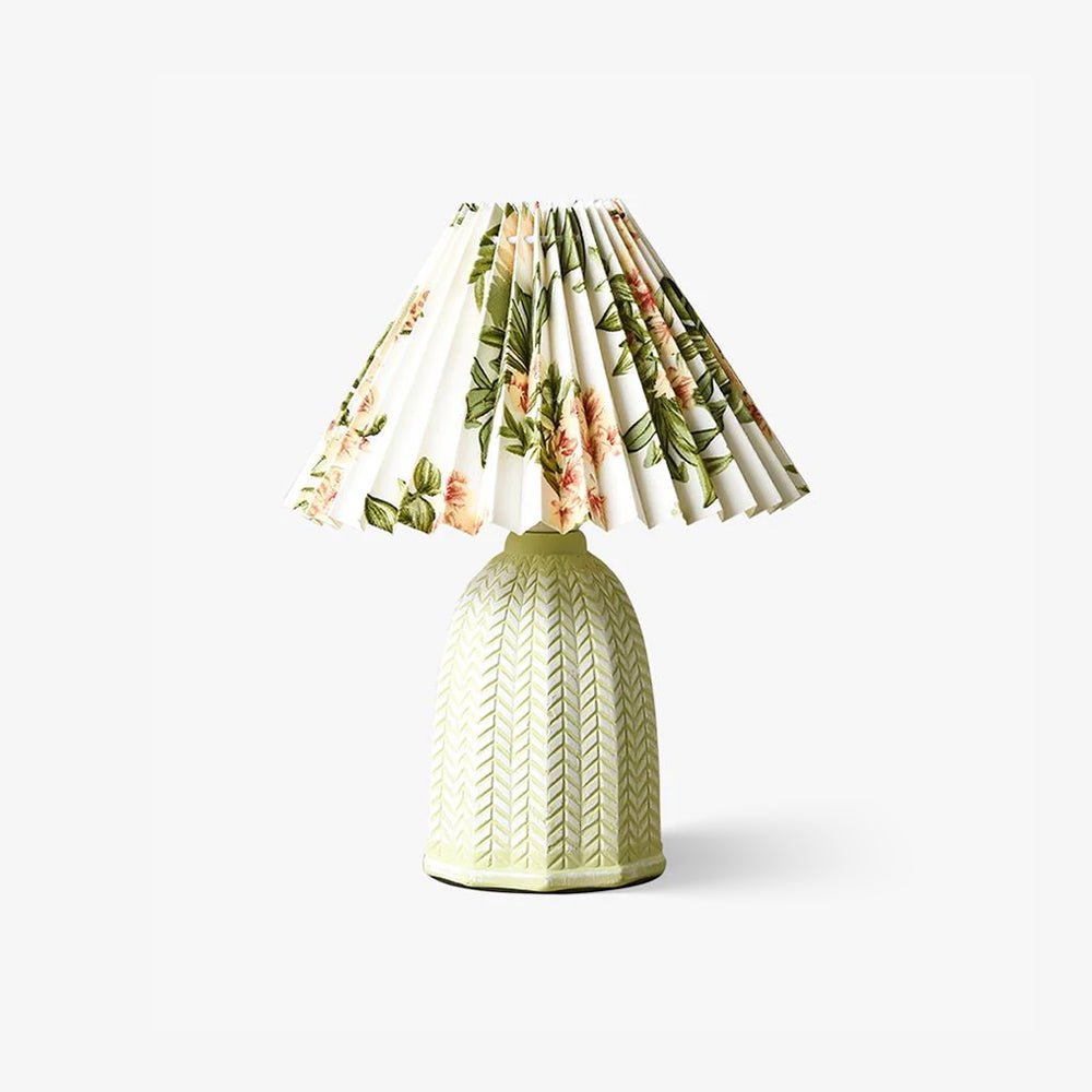 Vintage Pleated Table Light, Bedside Table Lamp, Ceramic, Φ 9.4″ x H 14.4″