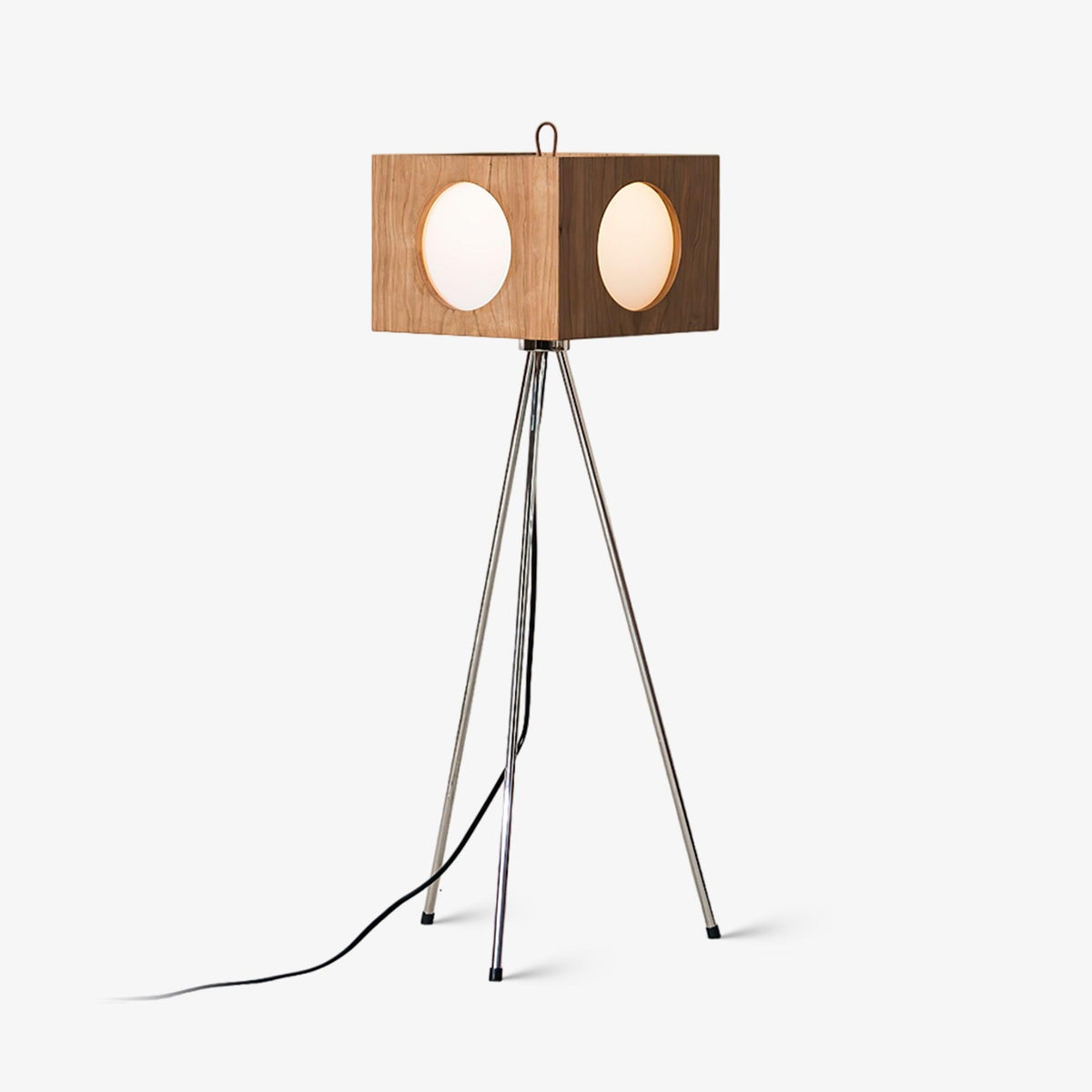 Vintage Tripod Camera Floor Light, Floor Lamp, Cherry wood, L 19.7″ x W 16.5″ x H 39.4″