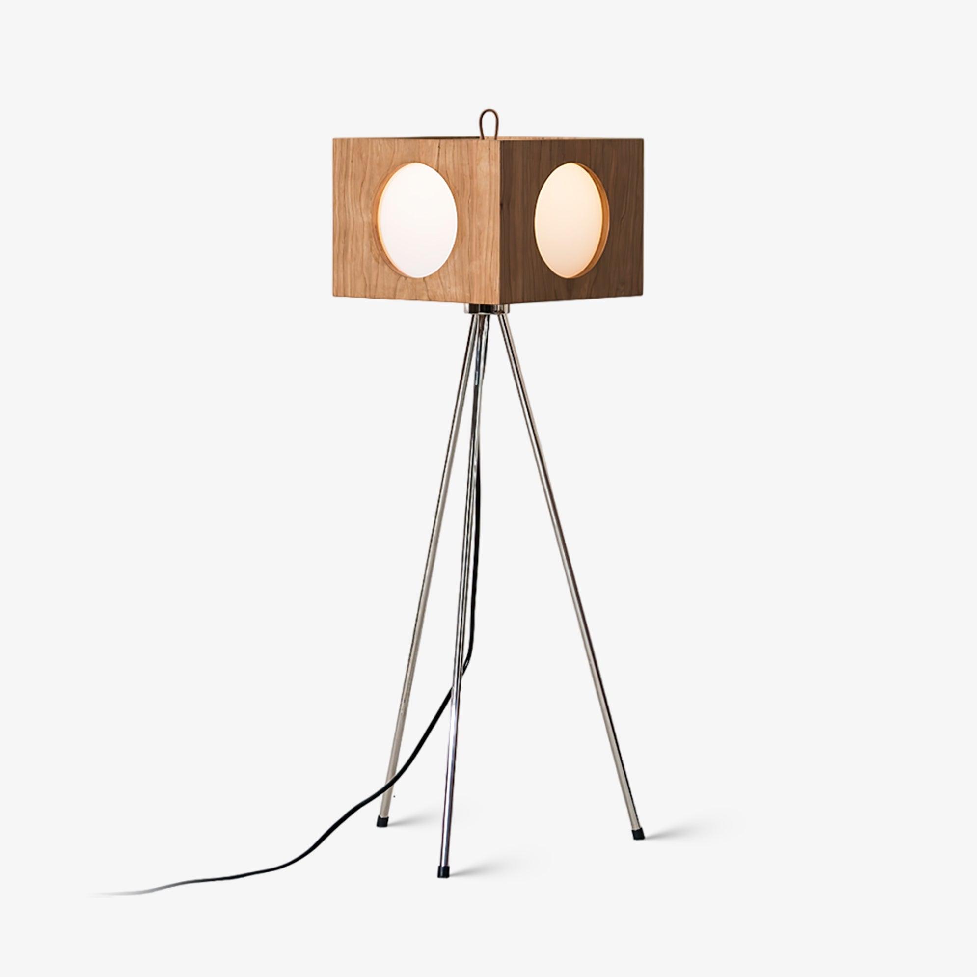 Vintage Tripod Camera Floor Light, Floor Lamp, Cherry wood, L 19.7″ x W 16.5″ x H 39.4″
