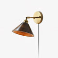 Vintage Wood Plug-In Wall Light, Plug-In Wall Sconce, Brass, Dia 16cm x H 14cm