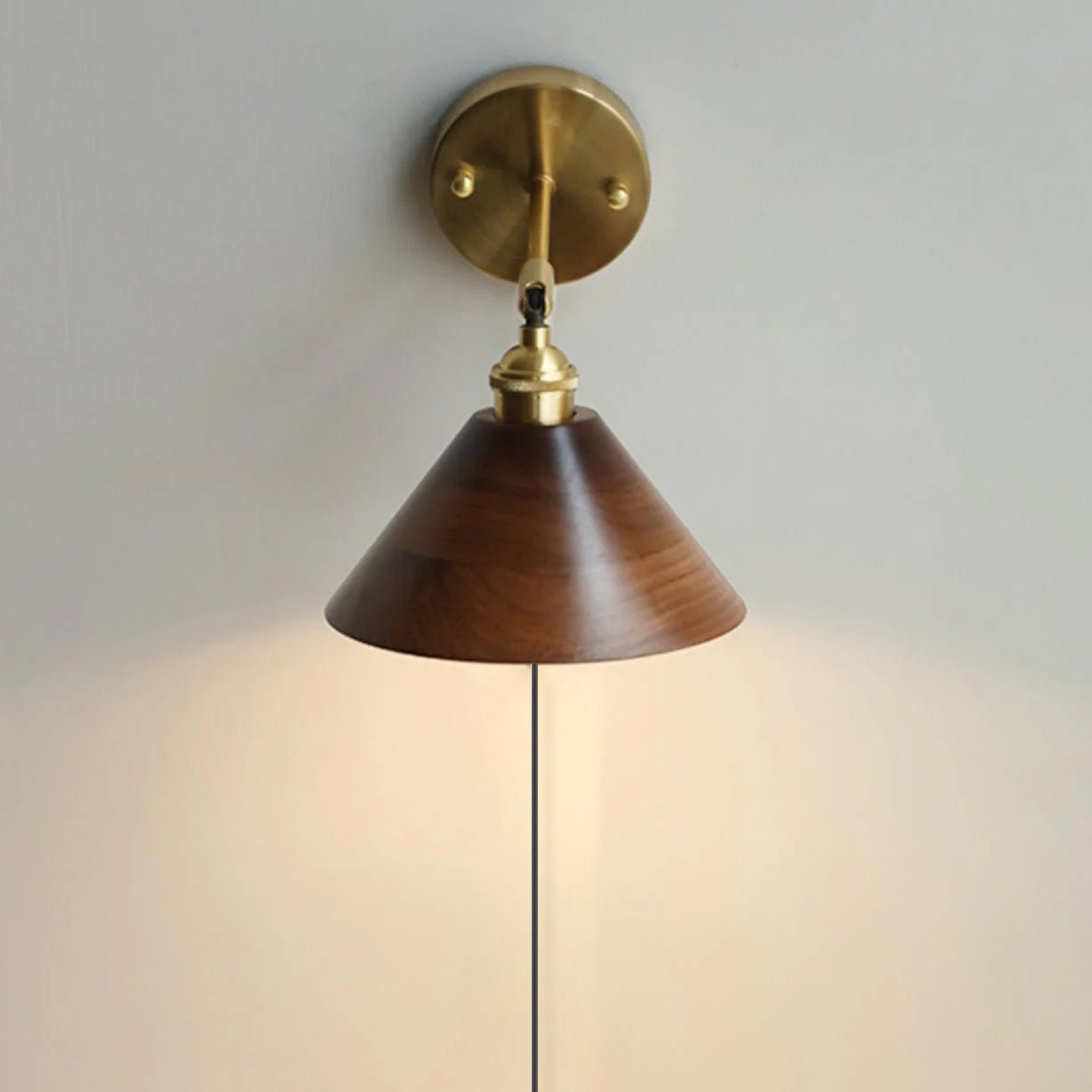 Vintage Wood Plug-In Wall Light, Plug-In Wall Sconce, detail 5