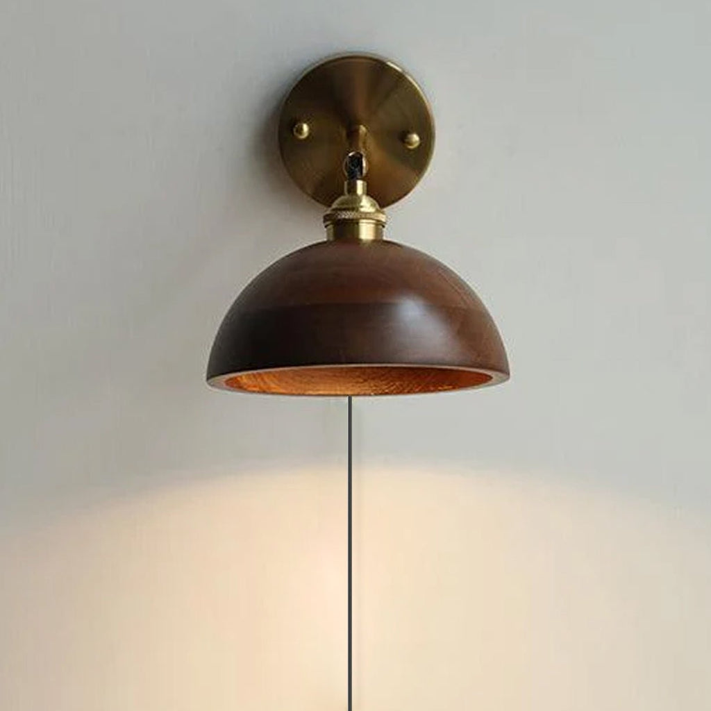 Vintage Wood Plug-In Wall Light, Plug-In Wall Sconce, detail 4
