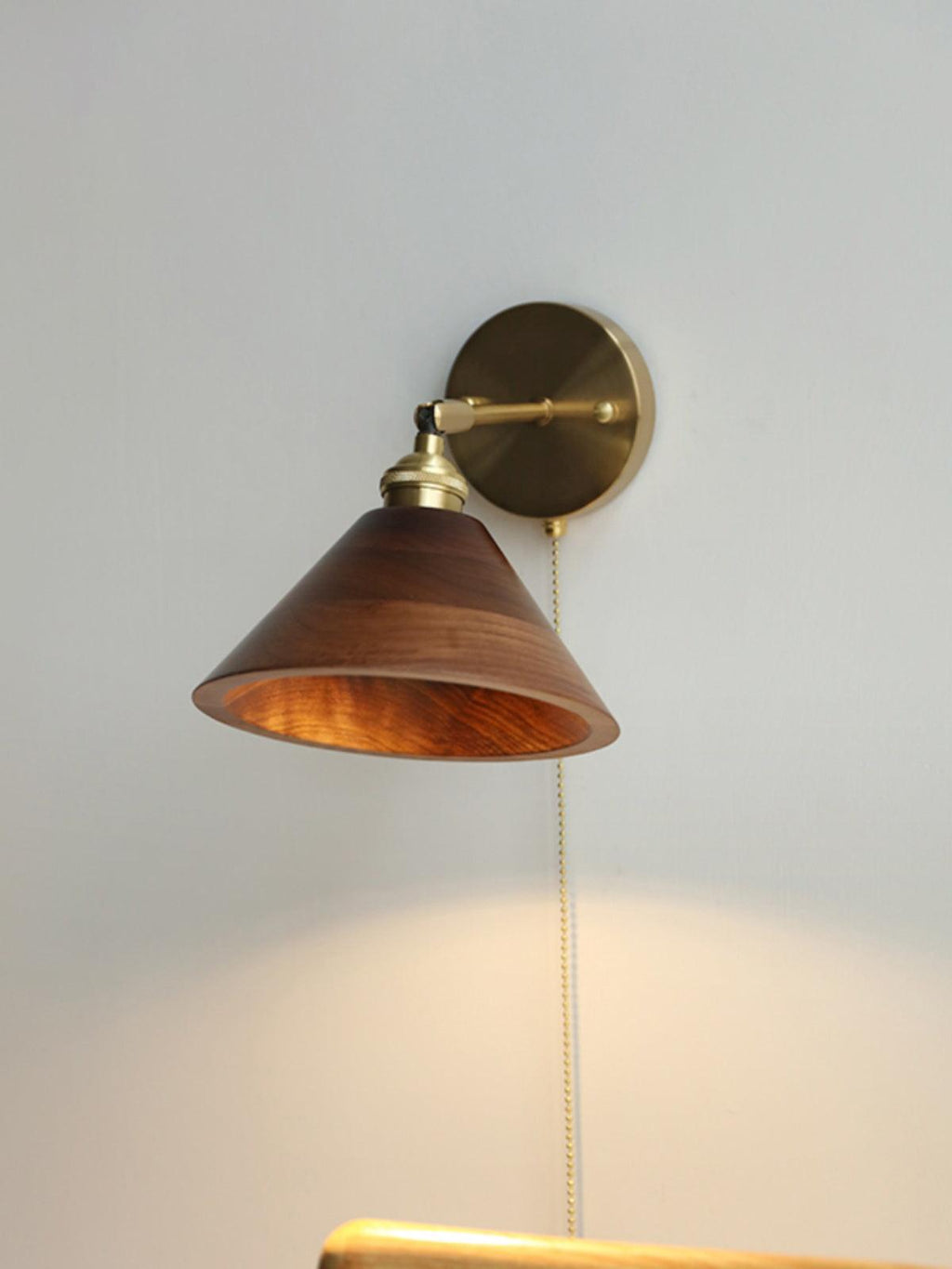 Vintage Wood Wall Light, Hardwired Wall Sconce, detail 3