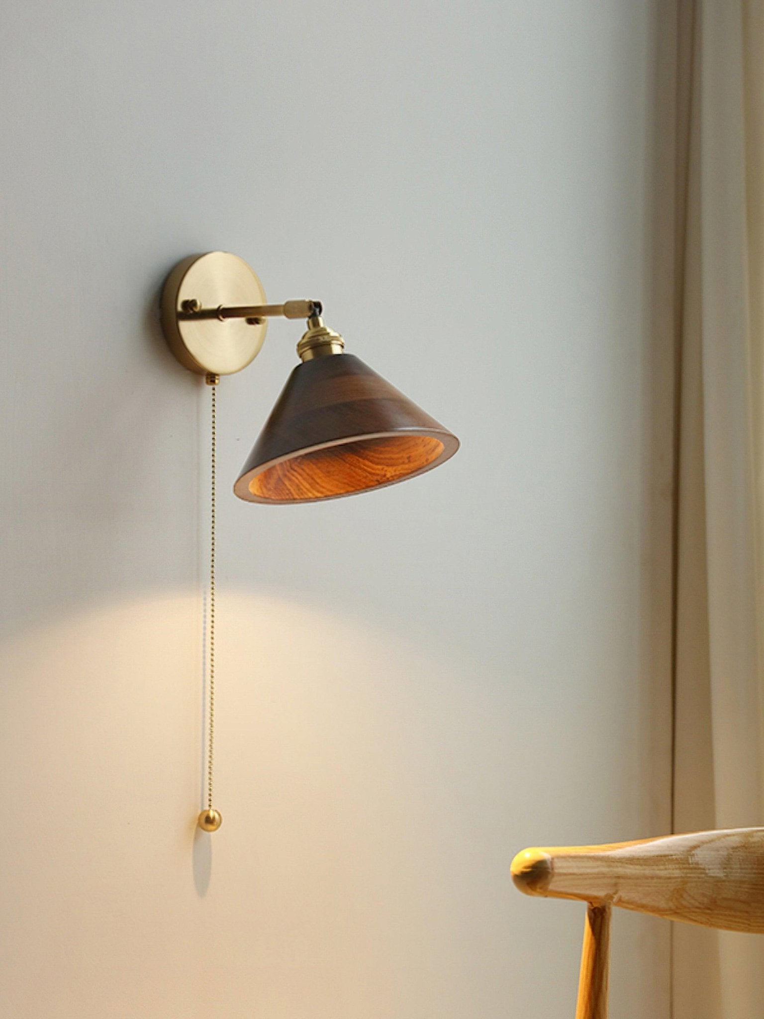 Vintage Wood Wall Light, Hardwired Wall Sconce, detail 5
