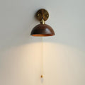 Vintage Wood Wall Light, Hardwired Wall Sconce, Brass, Model A: Dia 16cm x H 14cm