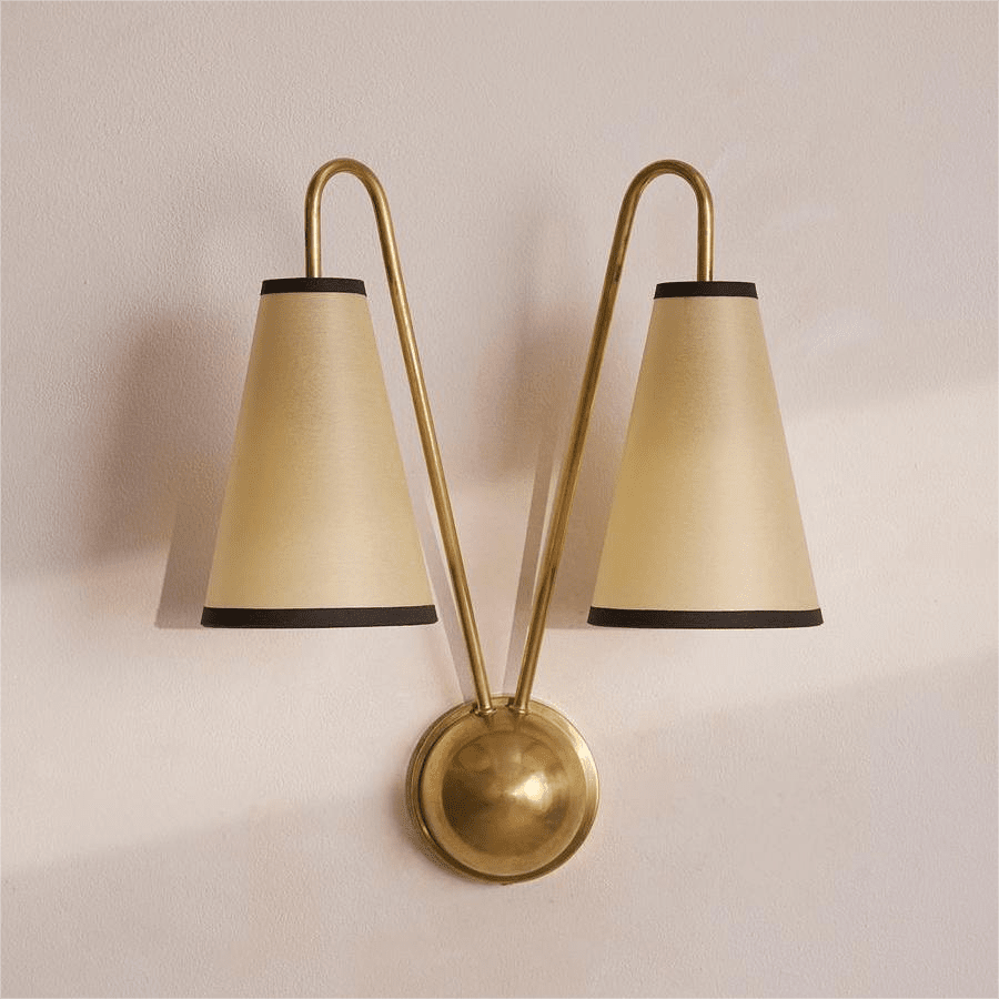 Vireo Twin Wall Light, Hardwired Wall Sconce, Metal, Dia 35cm x H 54cm