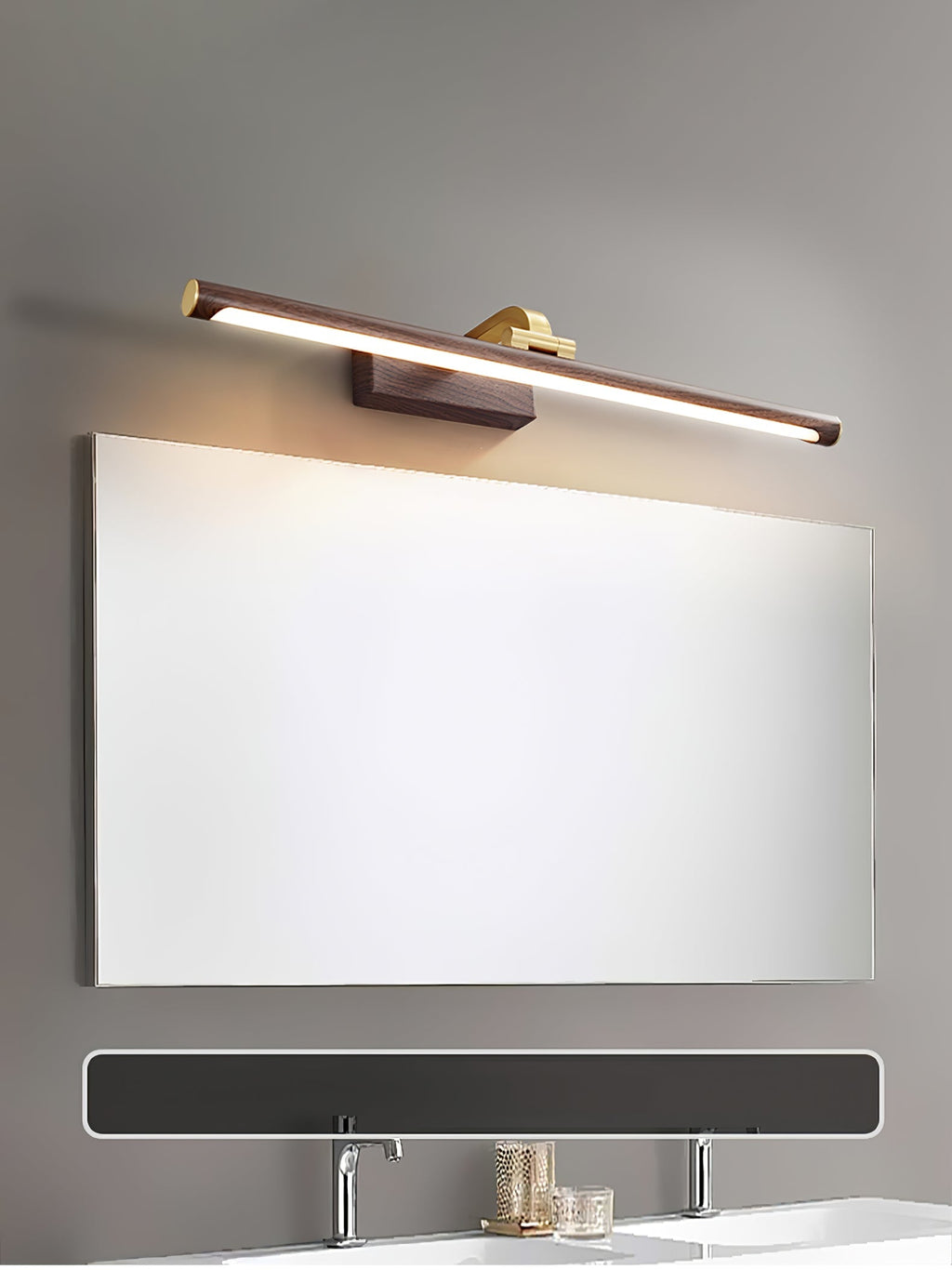 Walnut Color Linear LED Wall Light - Wall Lamp, Hardwired Wall Sconce, detail 17
