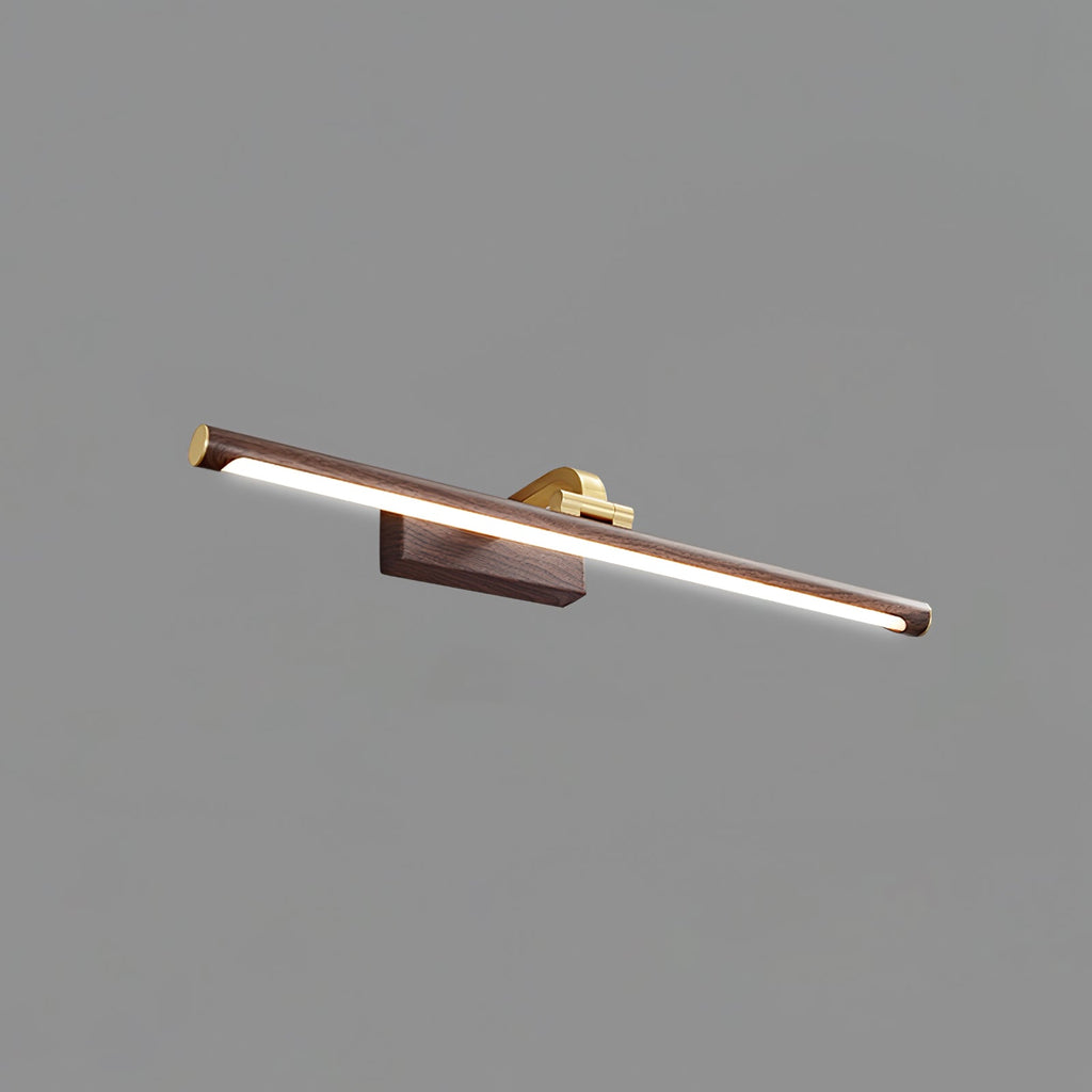 Walnut Color Linear LED Wall Light - Dia 40cm x H 8.5cm Metal, Hardwired Wall Sconce, detail 17