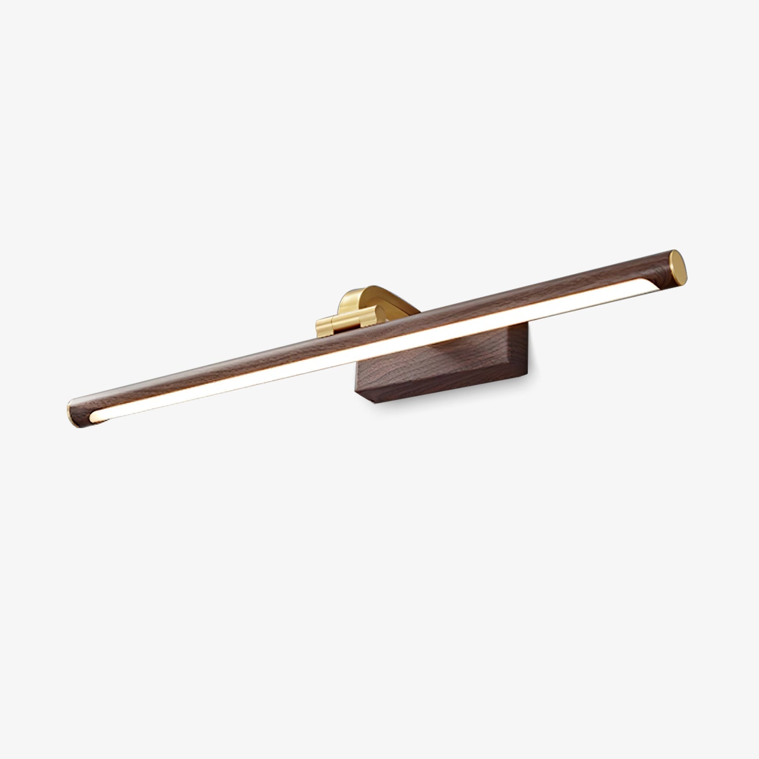 Walnut Color Linear LED Wall Light - Wall Lamp, Hardwired Wall Sconce, Metal, Dia 40cm x H 8.5cm