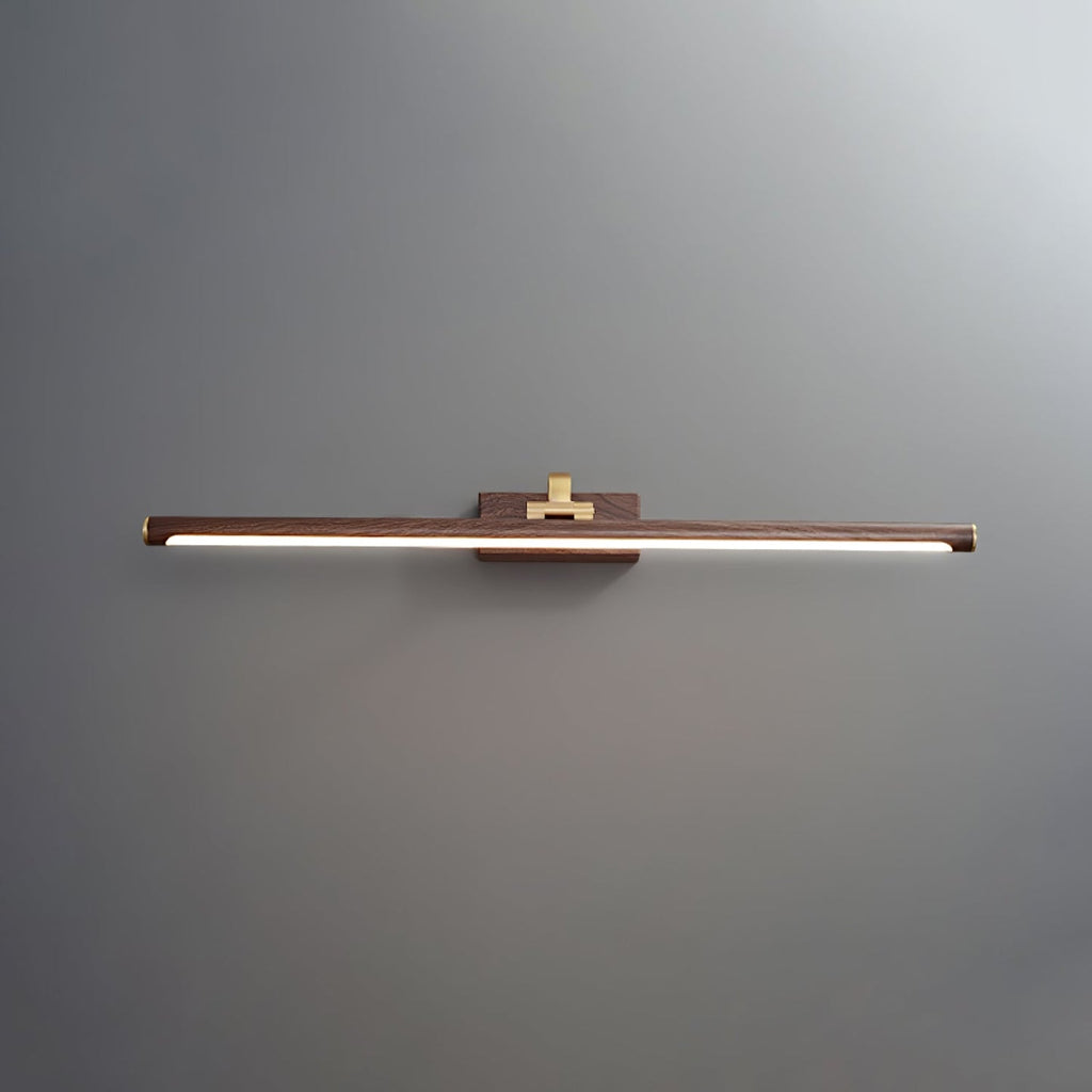 Walnut Color Linear LED Wall Light - Dia 40cm x H 8.5cm Metal, Hardwired Wall Sconce, detail 26