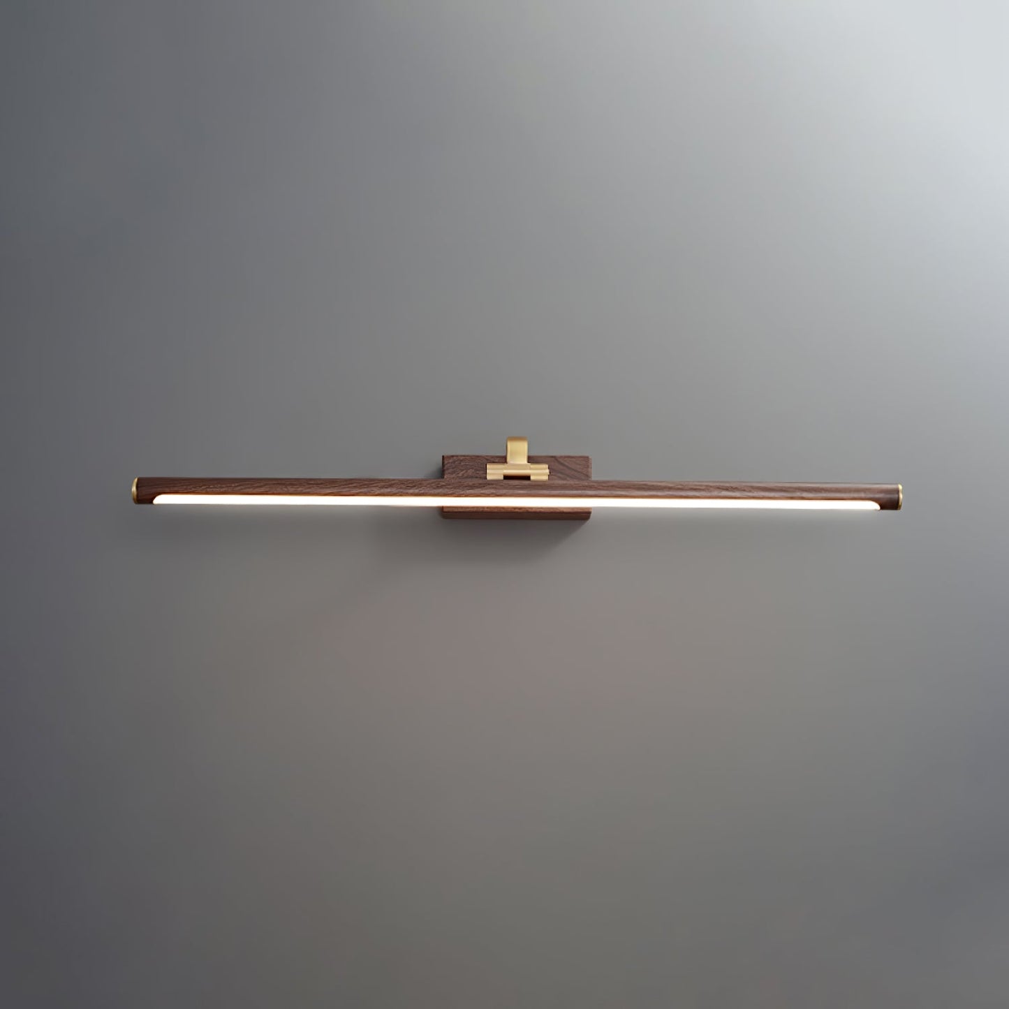 Walnut Color Linear LED Wall Light - Dia 40cm x H 8.5cm Metal, Hardwired Wall Sconce, detail 26