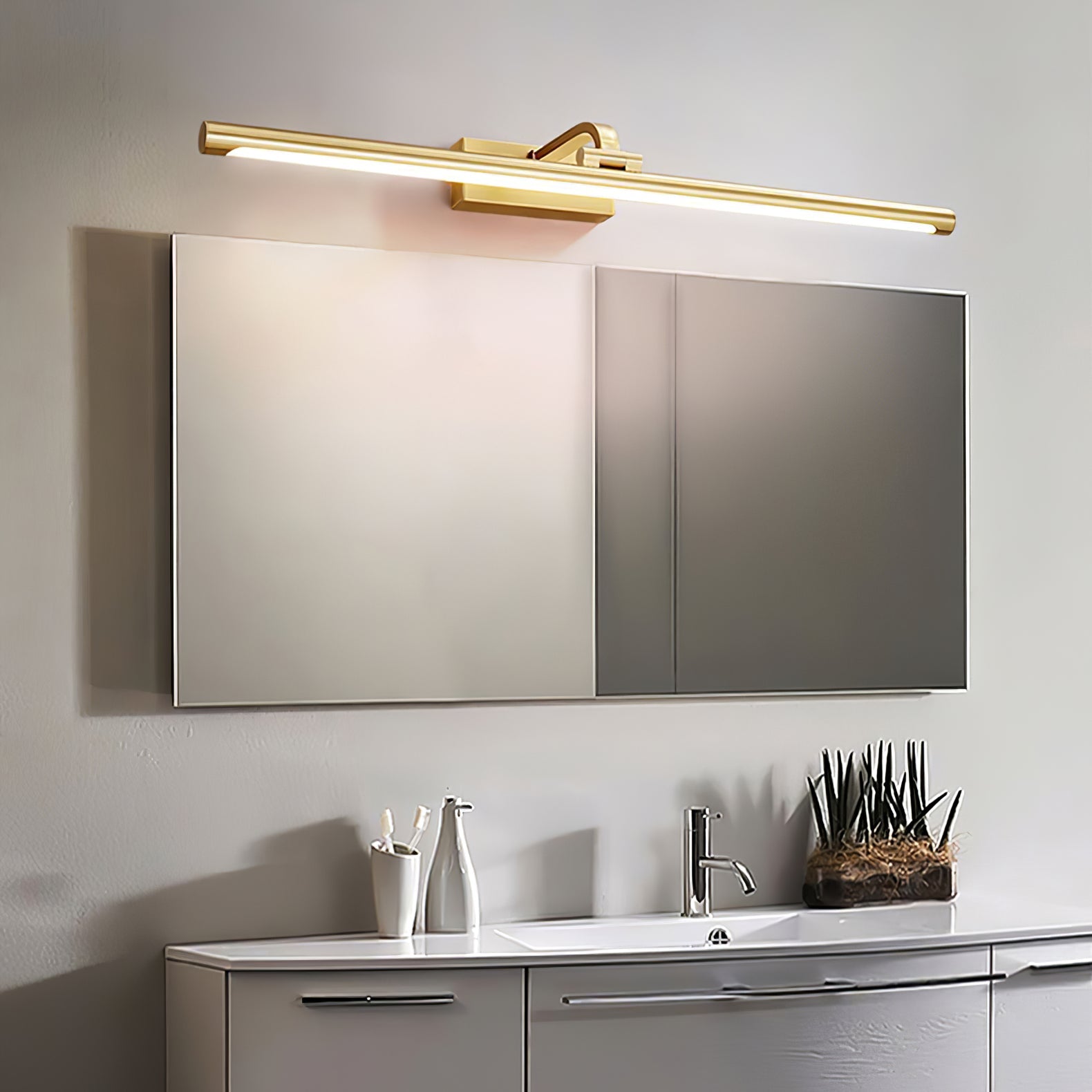 Walnut Color Linear LED Wall Light - Dia 40cm x H 8.5cm Metal, Hardwired Wall Sconce, detail 20
