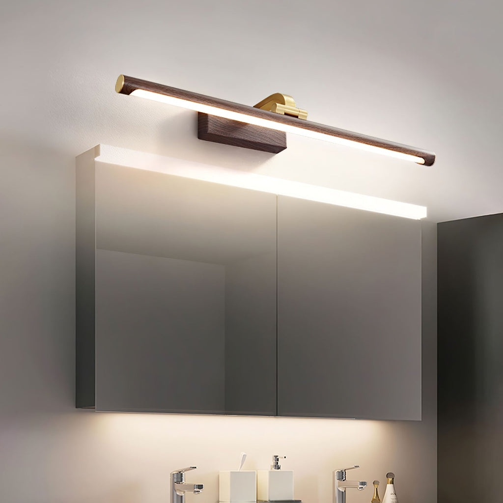 Walnut Color Linear LED Wall Light - Dia 40cm x H 8.5cm Metal, Hardwired Wall Sconce, detail 3