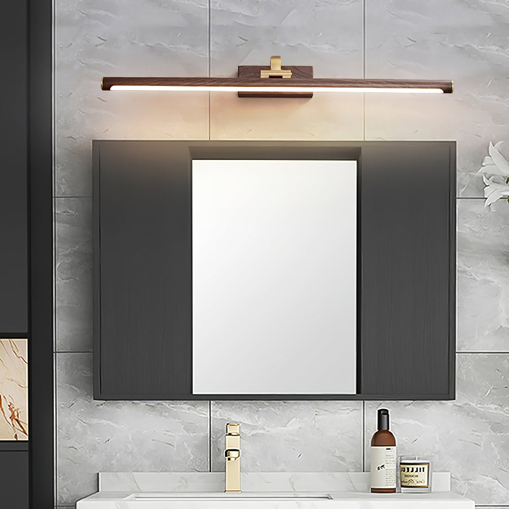 Walnut Color Linear LED Wall Light - Dia 40cm x H 8.5cm Metal, Hardwired Wall Sconce, detail 5