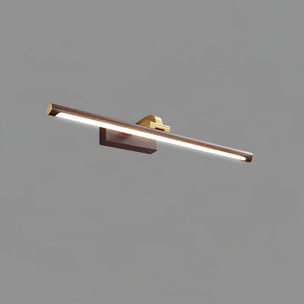 Walnut Color Linear LED Wall Light - Dia 40cm x H 8.5cm Metal, Hardwired Wall Sconce, detail 21