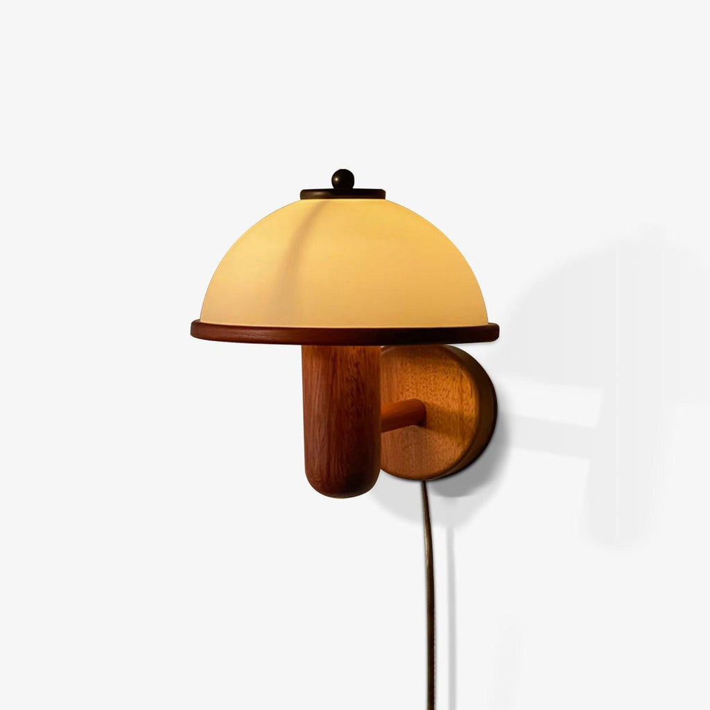 Mushroom Wood Lamp bracket Wall Light, Plug-In Wall Sconce, detail 31