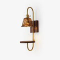 Walnut Shelf Wall Light, Hardwired Wall Sconce, Metal, H 54cm x W 18cm x L 25cm